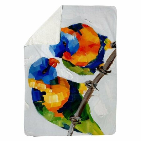 BEGIN HOME DECOR 60 x 80 in. Couple of Parrots-Sherpa Fleece Blanket 5545-6080-AN37